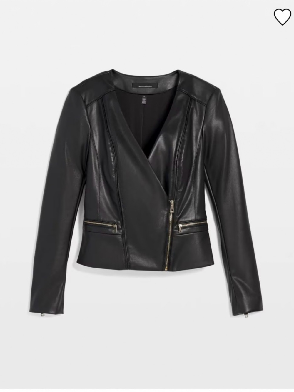 🖤 Black Faux Leather Zip Jacket - WHBM